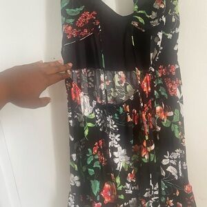 Fashion Nova Black Dress with Colorful Floral Design